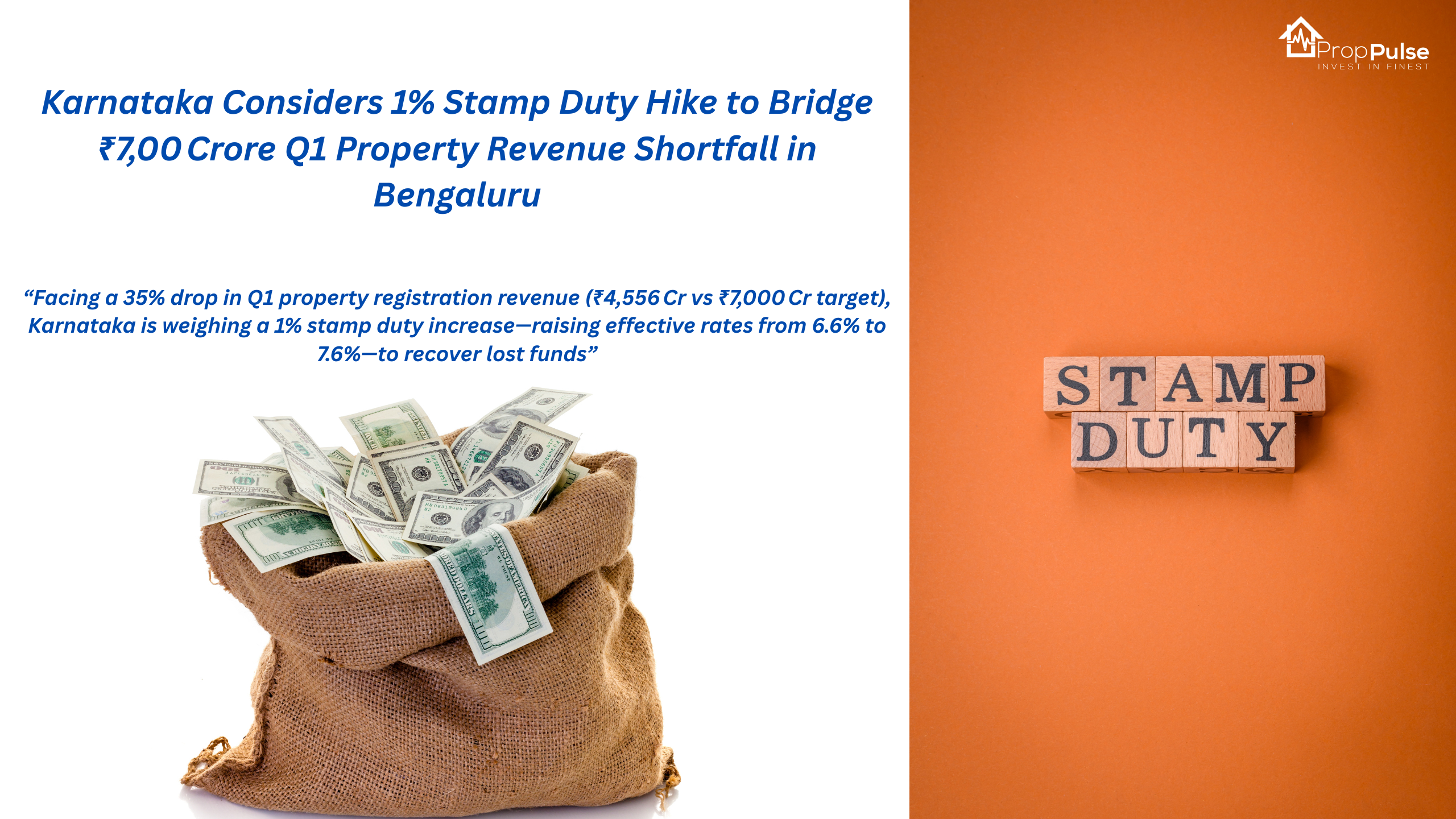 Karnataka Considers 1% Stamp Duty Hike to Bridge ₹7,00 Crore Q1 Property Revenue Shortfall in Bengaluru